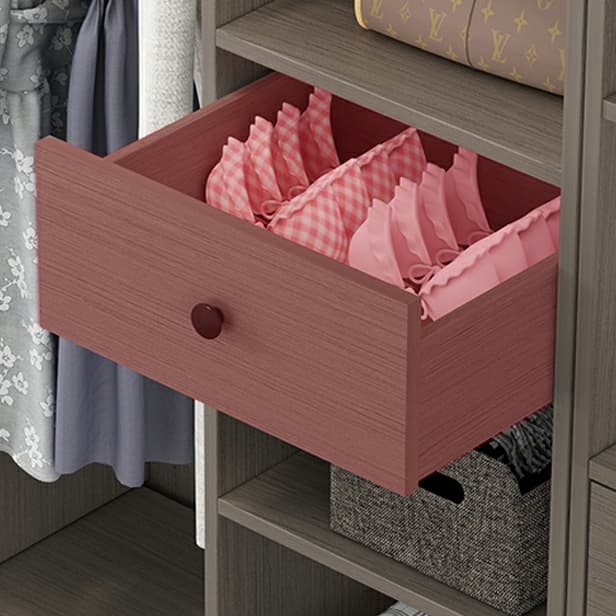 Contemporary Plate Storage Wood Wardrobe with Clothing Rod and Shelves in Light Grey thumbnail 3