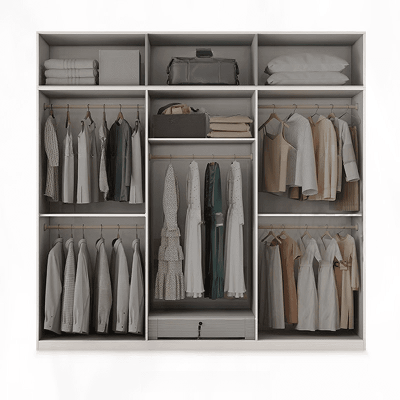 Chalk Minimalist Laminate Cabinet Armoire with Soft Close Drawer, Soft Close Door, Interior Shelves, and Clothing Rod thumbnail 4