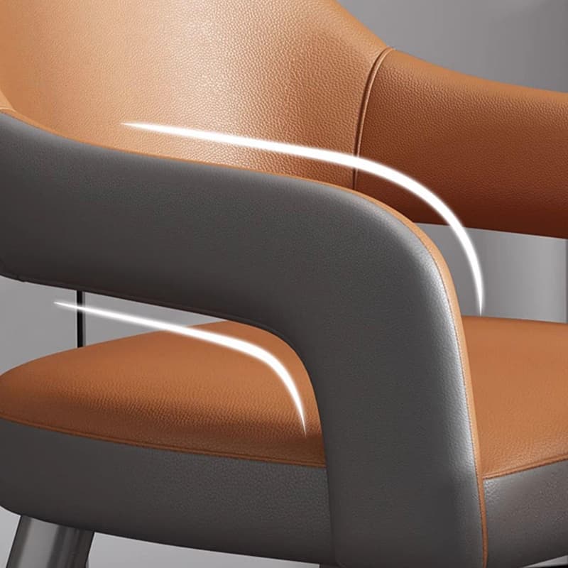 Faux Leather Arm Chair with Standard Back and Metal Legs in Gray for Kitchen & Dining thumbnail 16