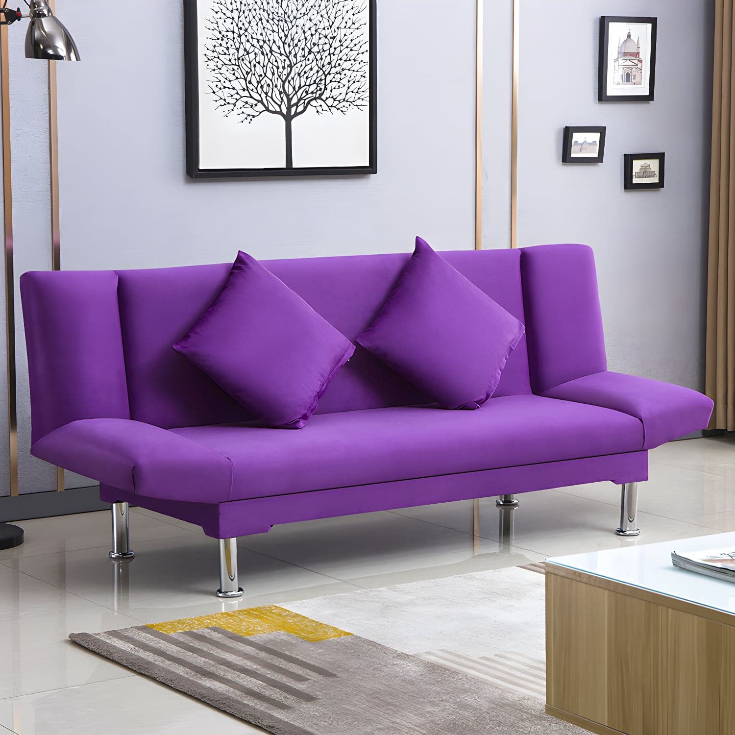 Silver Transitional Modern Tight Back Sofa Bed 29.53"High Armless Sofa Bed thumbnail 34