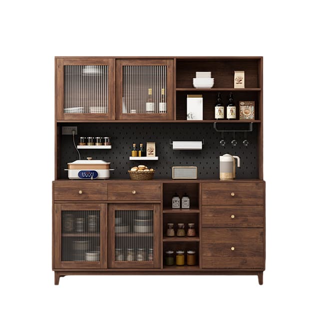 Contemporary Wood Buffet with Glass Doors and 3 Storage Drawers thumbnail 7