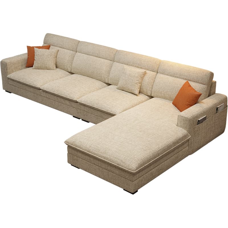 L-Shape/Straight Natural Wood Sofa Chaise/Sofa Couch with Concealed Support thumbnail 7