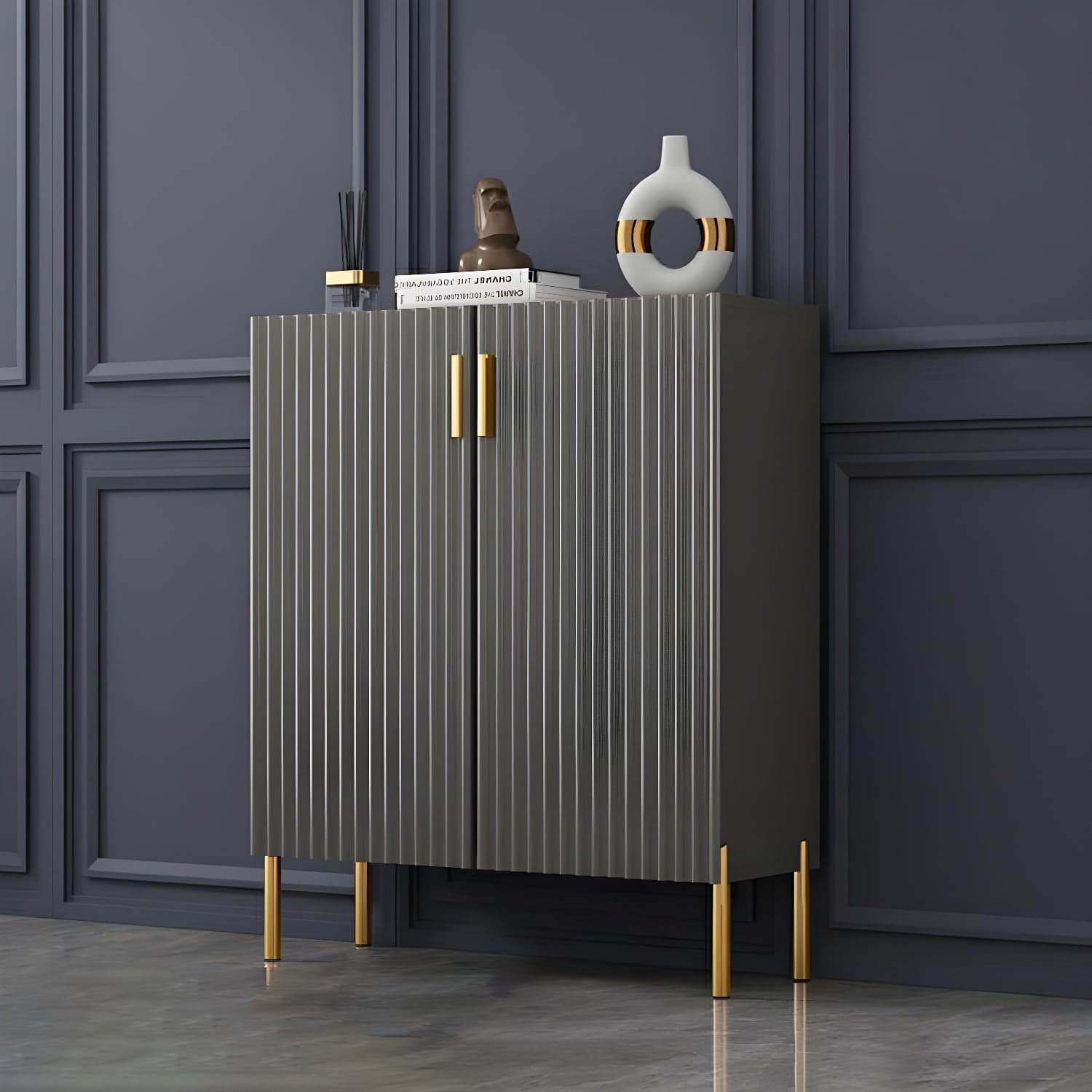 Glam Living Room Wooden Sideboard with Doors and Storage Shelves thumbnail 4