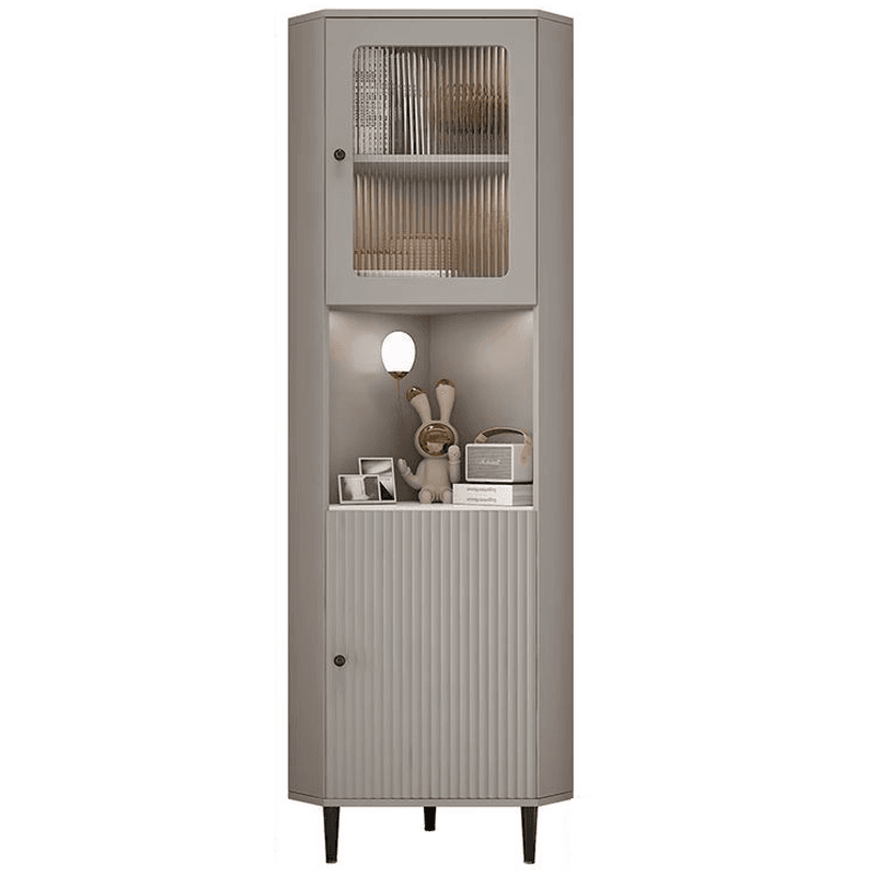 Grey/Beige Engineered Wood Utility Cabinet with Illuminating in a Modern Style thumbnail 3