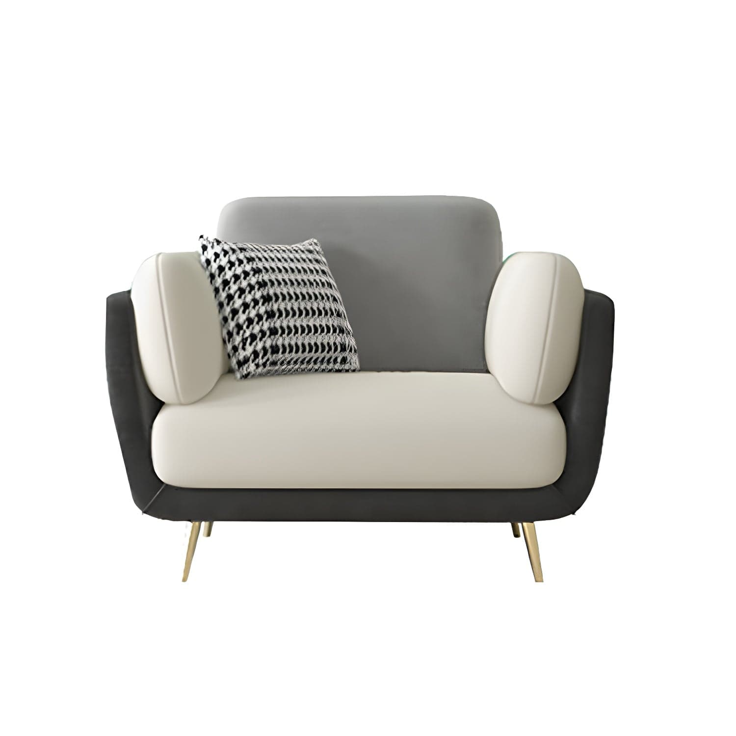 36" High Modern Velvet Square Arm Sofa with 2 Pillows Standard Sofa for Living Room thumbnail 2