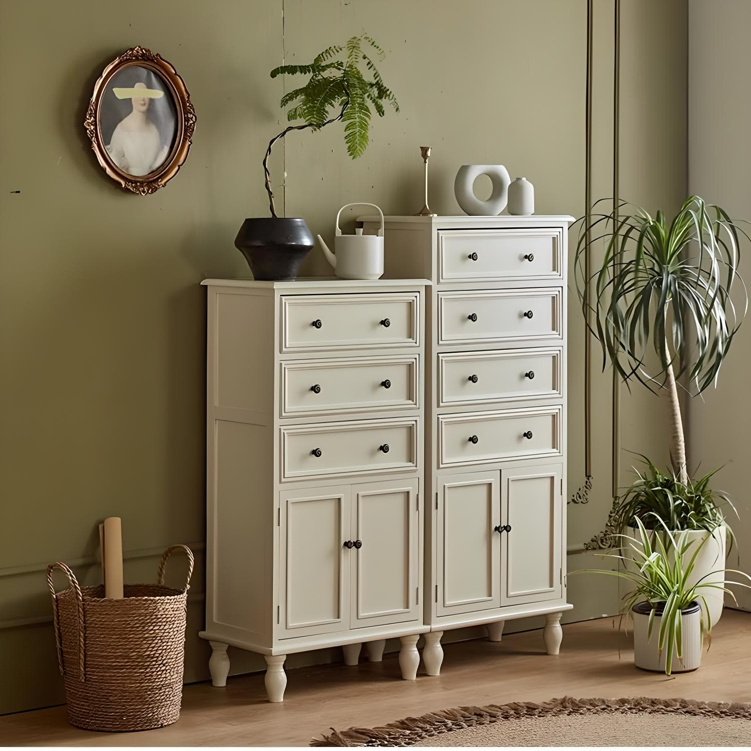 Mid-Century Modern Rectangular Wood Accent Cabinet with 1 Cabinet and Drawers thumbnail 4