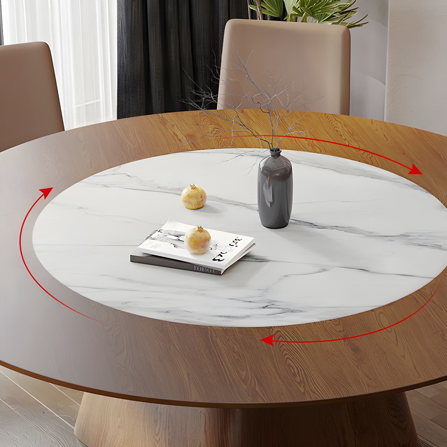 Contemporary Sintered Stone Table Round Table Set 1/6/8/9/12 Pieces Dining Set thumbnail 9