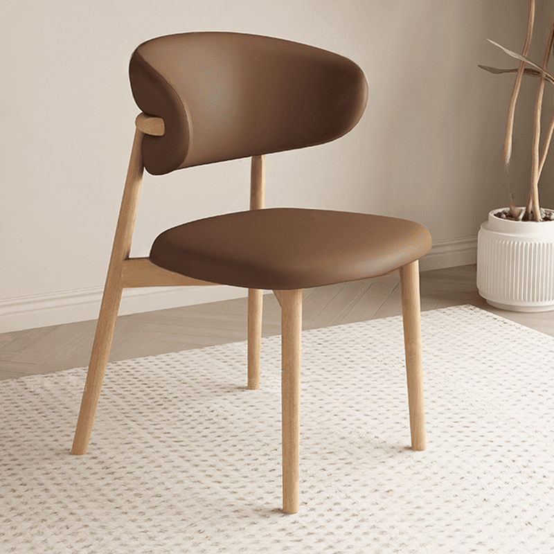 Art Deco Side Chair with Padded Upholstery, Midnight Black/Walnut/Wood Color Legs, Lumber Material, and Low Back thumbnail 6