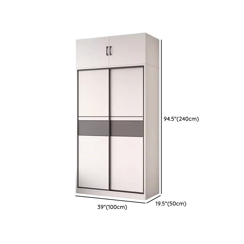 White Minimalist Manufactured Wood Wardrobe Closet with Interior Shelves and Clothing Rod thumbnail 18
