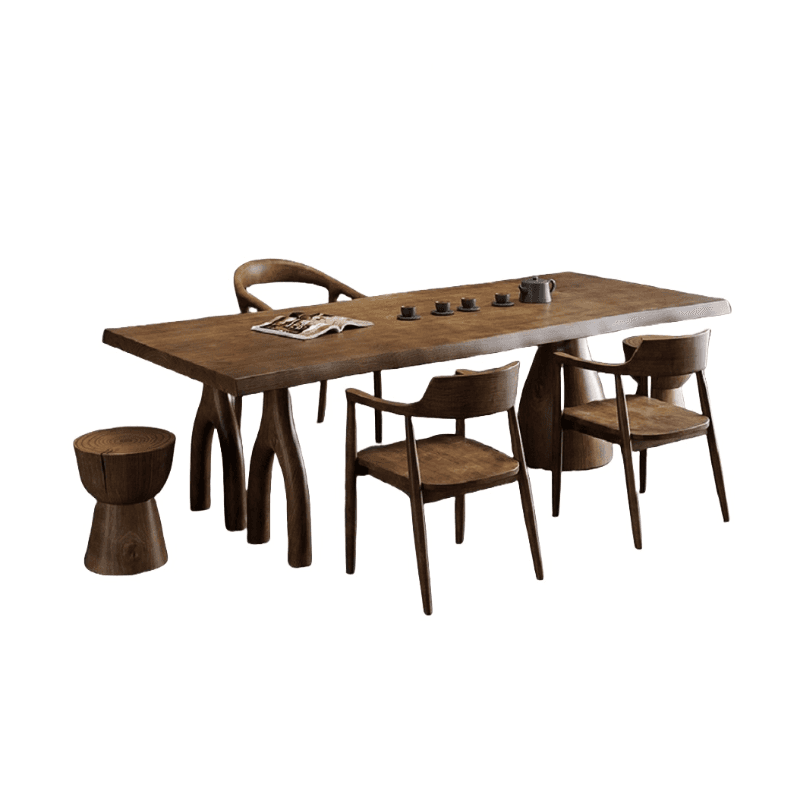 Amber Wood Pine Wood 3-Legged Dining Table Set thumbnail 5