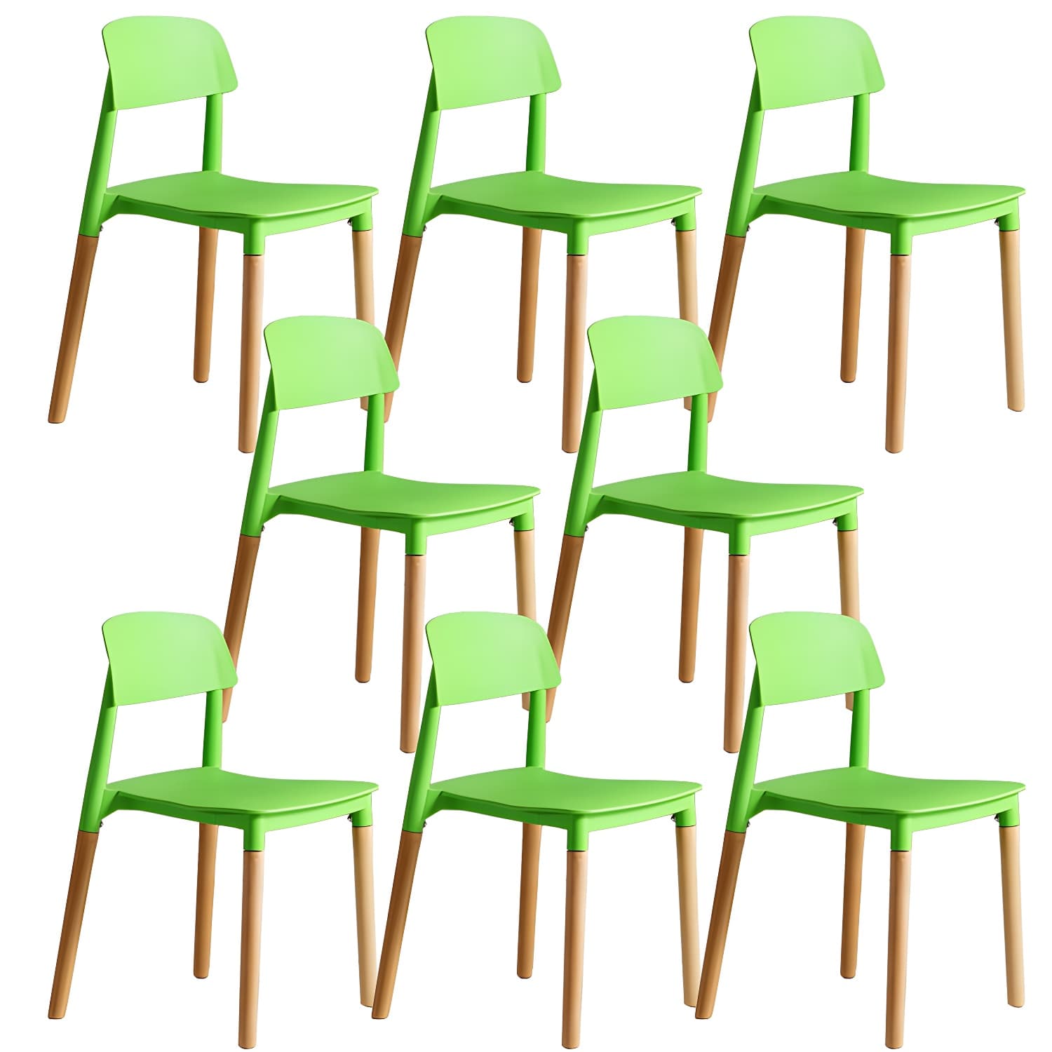 Scandinavian Home Side Chair Open Back Wood Legs Dining Room Chair Set thumbnail 10