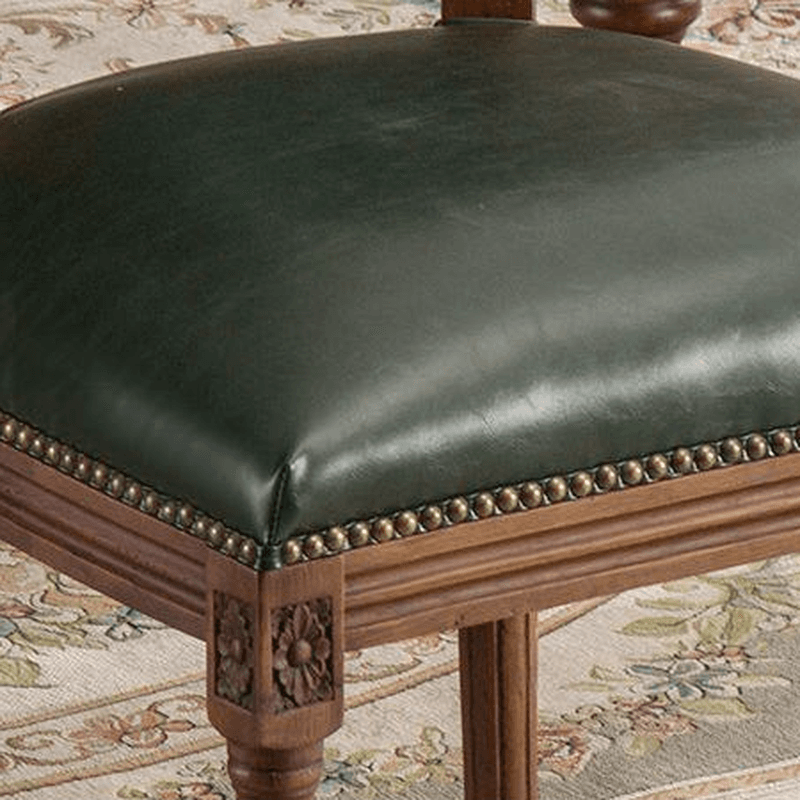Traditional Antiqued Wood Sturdy Nailhead Trim King Louis Arm Chair/Armless Chair with Outlined and Foot Pads thumbnail 12
