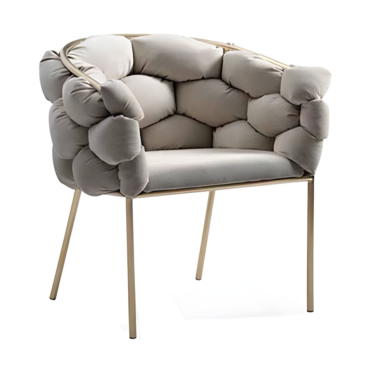 Glam Style Upholstered Gold Base Dining Arm Chair for Dining Room thumbnail 6