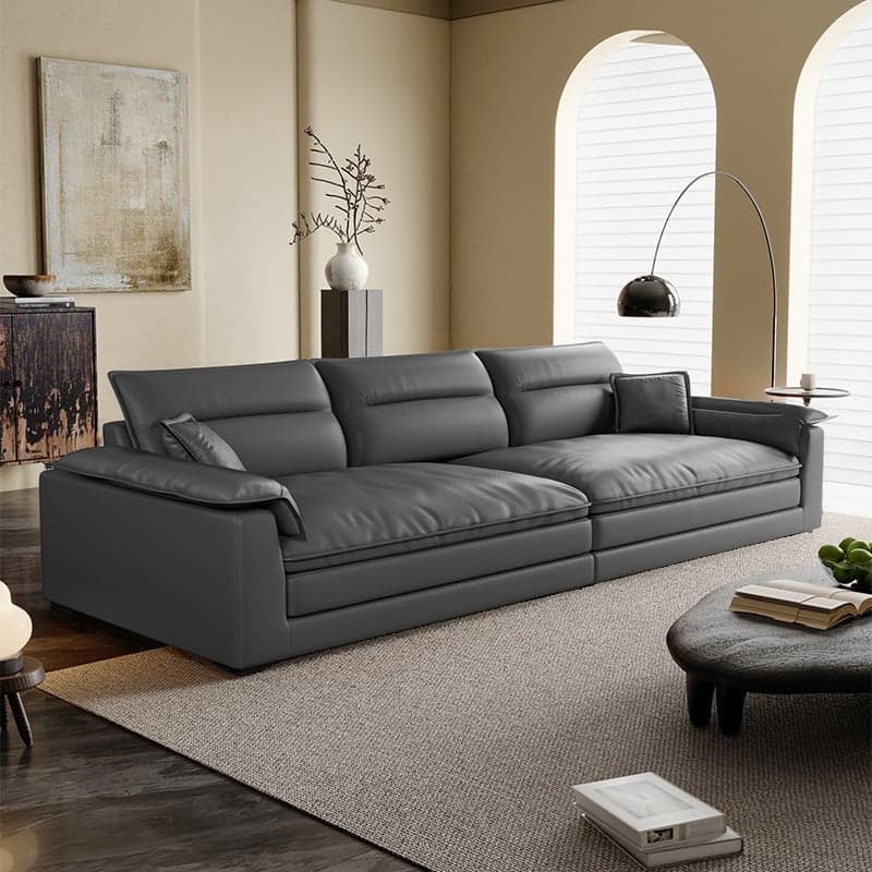 Modish Solid Color Water Resistant Standard Sofa in Light Gray/White/Light Brown with Seats 3/2-seater and 2 Pillows thumbnail 5