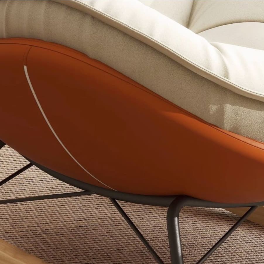 Modern Butter Color/Grey/Auburn Upholstered Padded Rocking Seat with Flared Arm, Scratch-repellent thumbnail 11