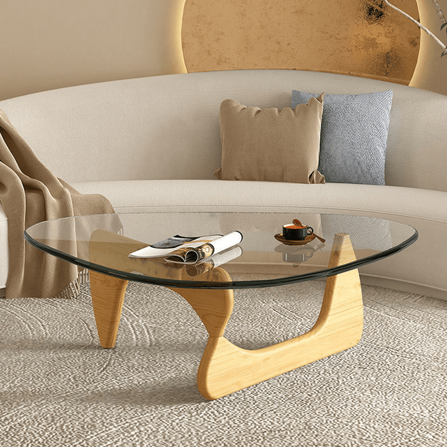 Simplistic Pennels Tempered Glass Single Side Table with Abstract Base Indoor Use thumbnail 10