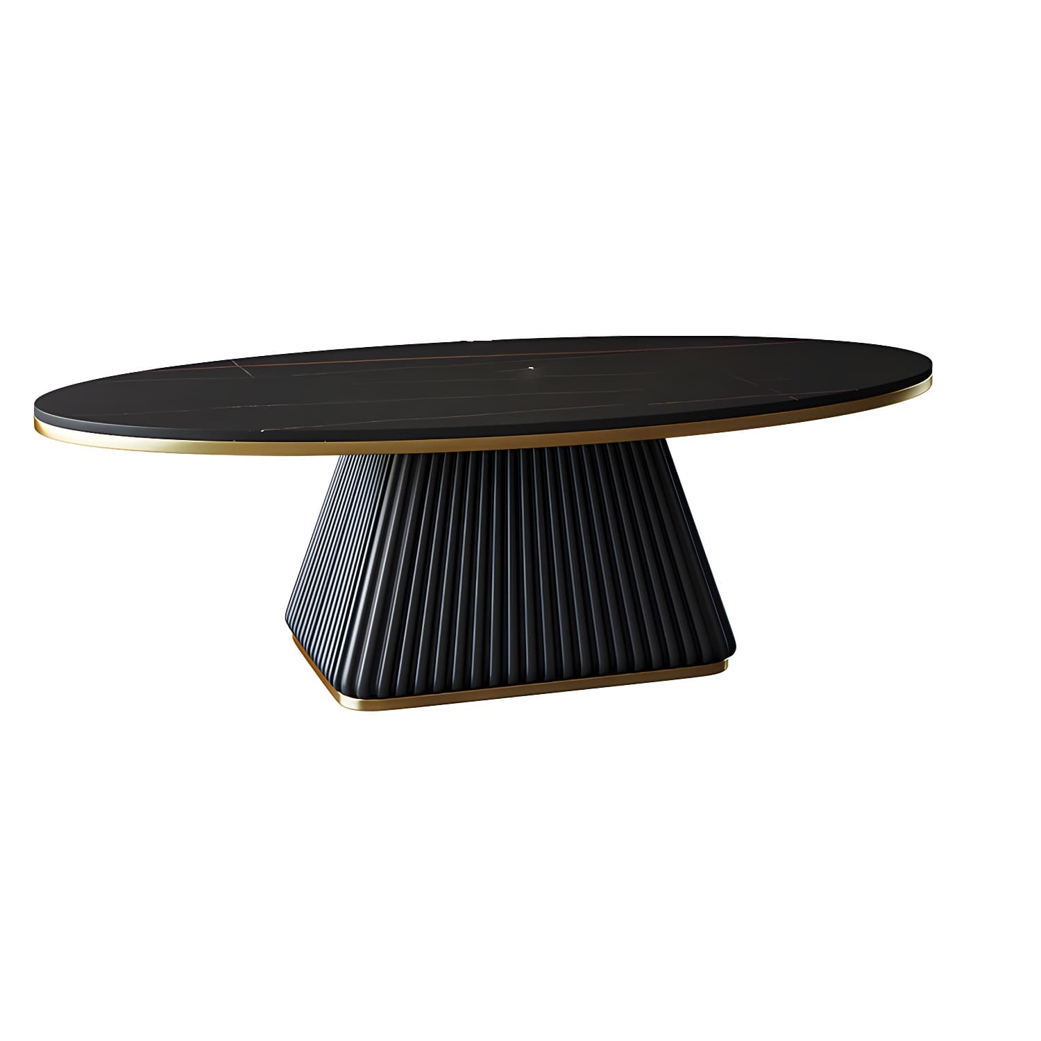 Glam Metal and Slate Cocktail Table Pedestal Coffee Table for Living Room thumbnail 8
