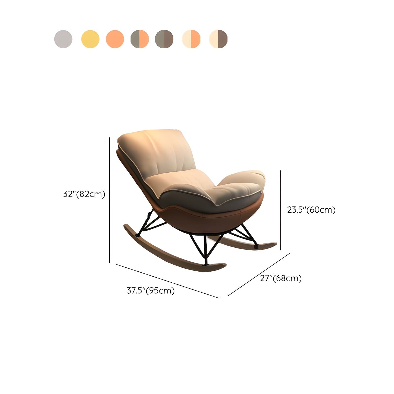 Modern Upholstered Rocking Chair with Natural Wood Legs and Arms, Complete with Ottoman thumbnail 16