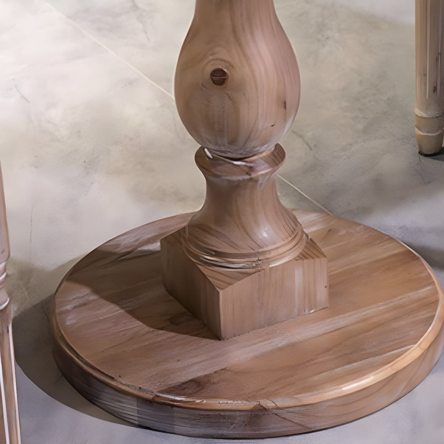 Standard Height 2 Seater Traditional Natural Pedestal Wood Kitchen Table thumbnail 6