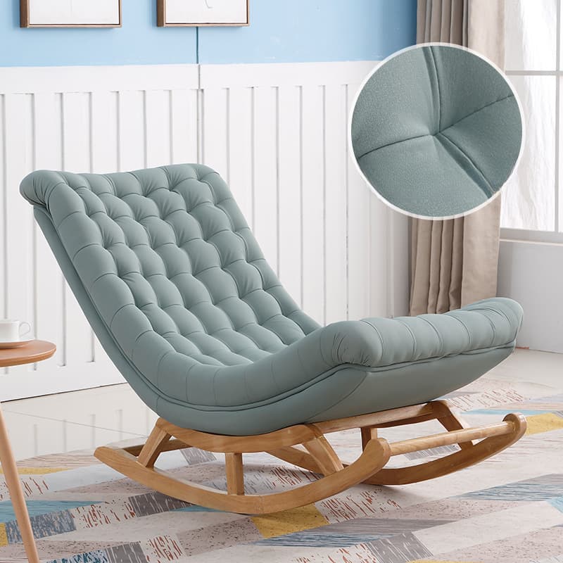 Stationary Ergonomic Rocking Chair with Rear & Ottoman, Green/Yellow/Coffee thumbnail 11