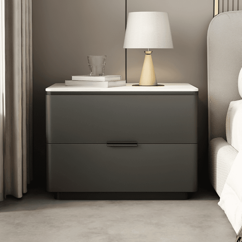 Organic Modern Nightstand With Drawer Organization Featuring 2 Drawers and Stone Countertop thumbnail 3