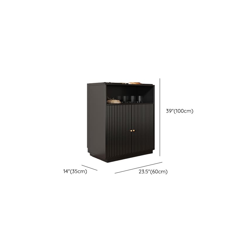 Standard/Narrow Midnight Black Lumber Cupboard 2 Shelves Pantry Hutch Glass-panel Door Sideboard thumbnail 6