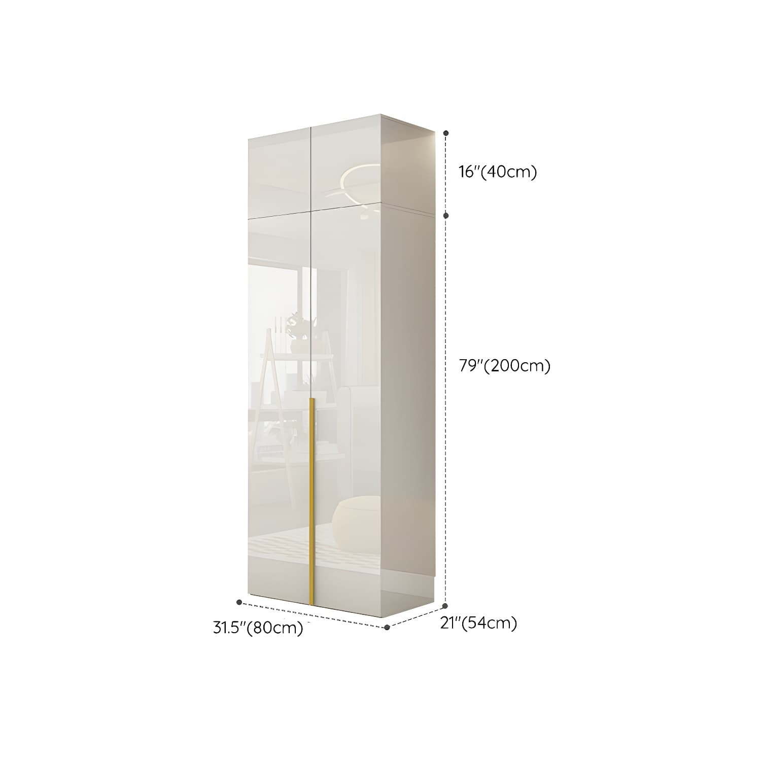 White Modern Style Wardrobe Cabinet Engineered Wood with Garment Rod thumbnail 23