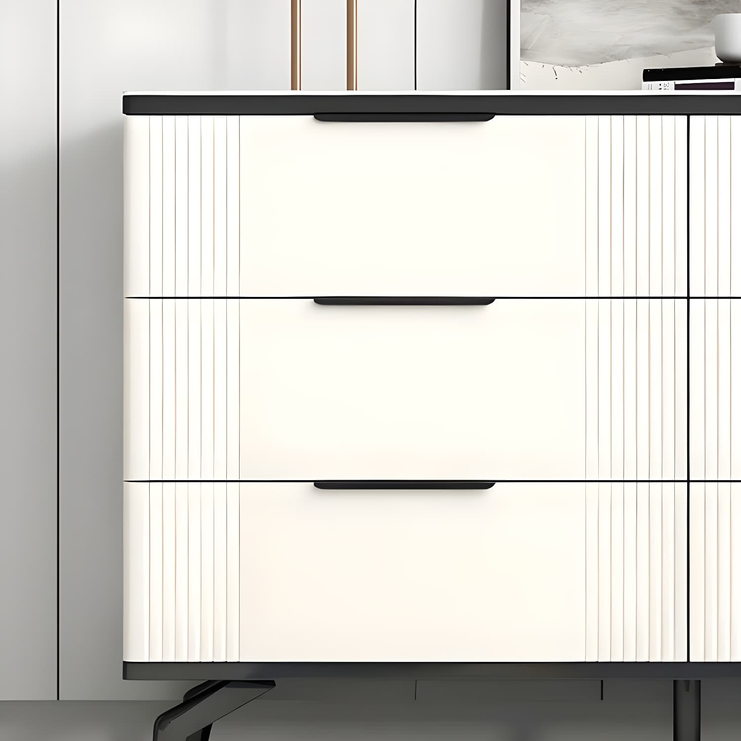 Drawers Included Modern Chest with Stone Countertop and Metal Legs thumbnail 9
