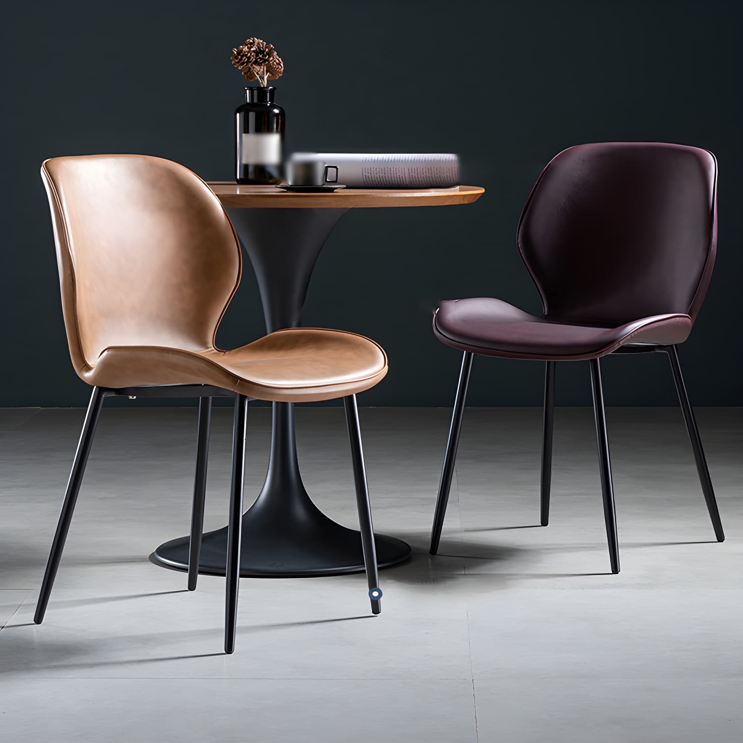 Scandinavian Leather Home Side Chair Matte Finish Wingback Dining Chair (Set of 2) thumbnail 14