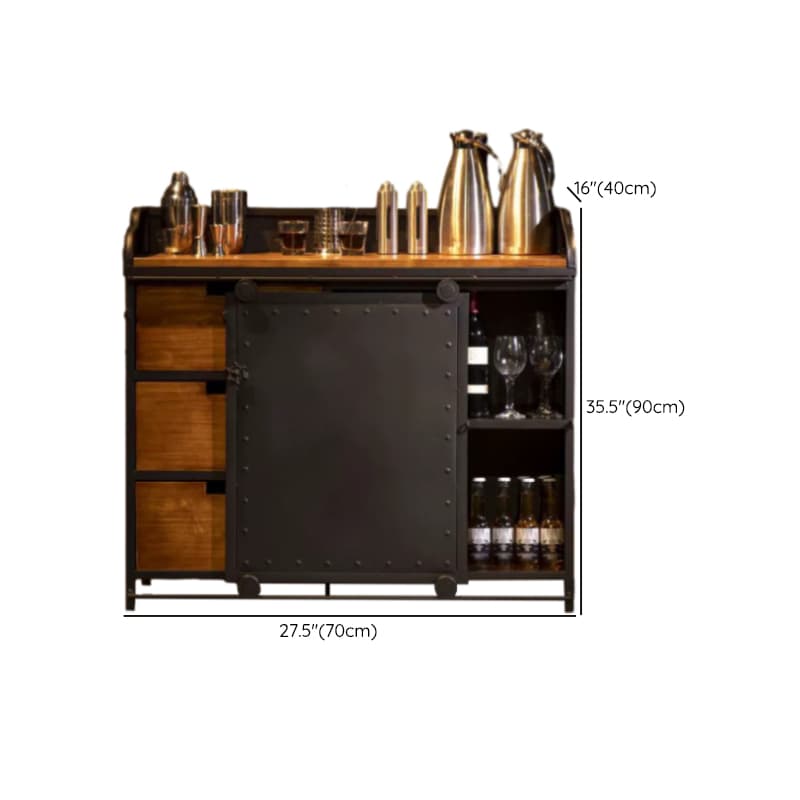 Industrial Metal Sideboard Cabinet with Wood Countertop, 3 Drawers, and Sliding Doors - image 12