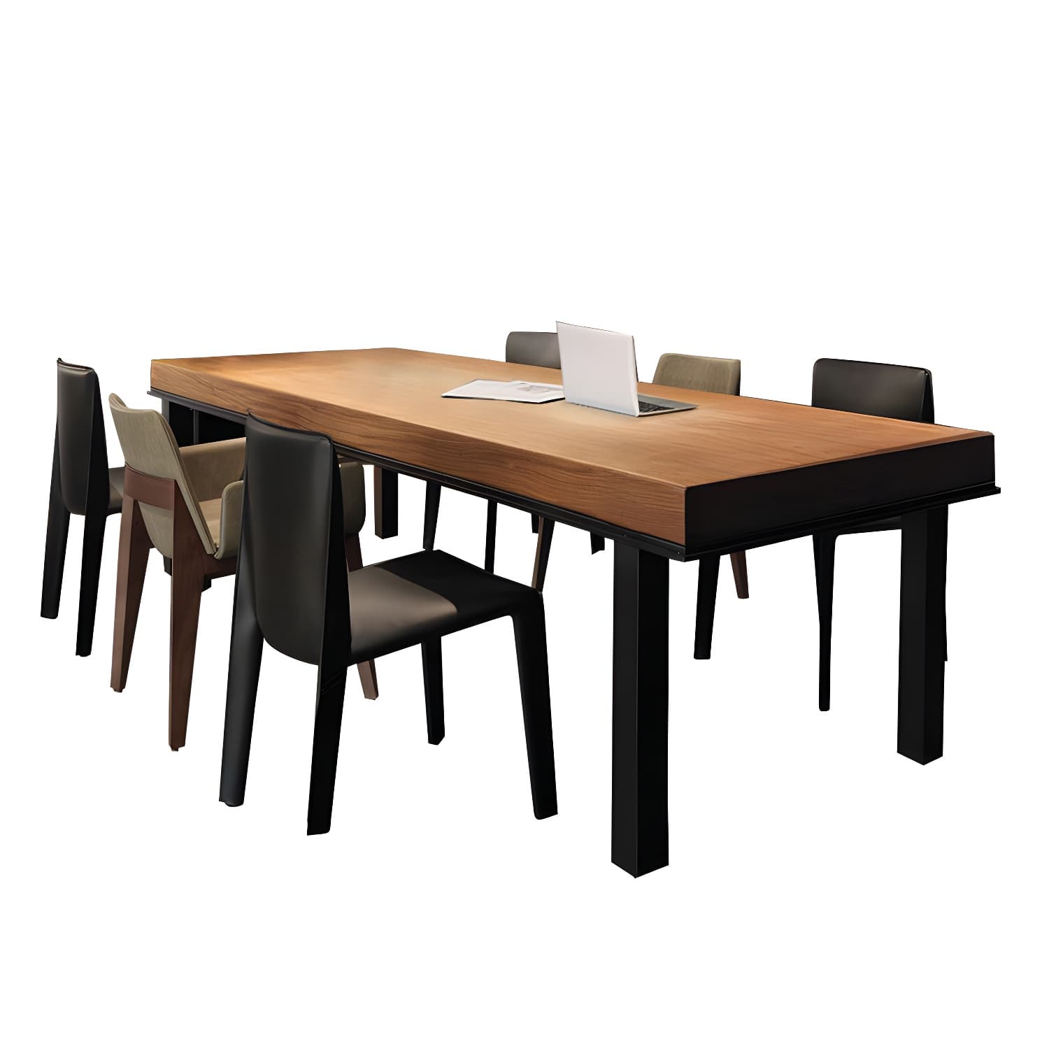 Rectangle Industrial Dining Table Solid Wood Top Home Table with 4 Black Iron Legs thumbnail 5