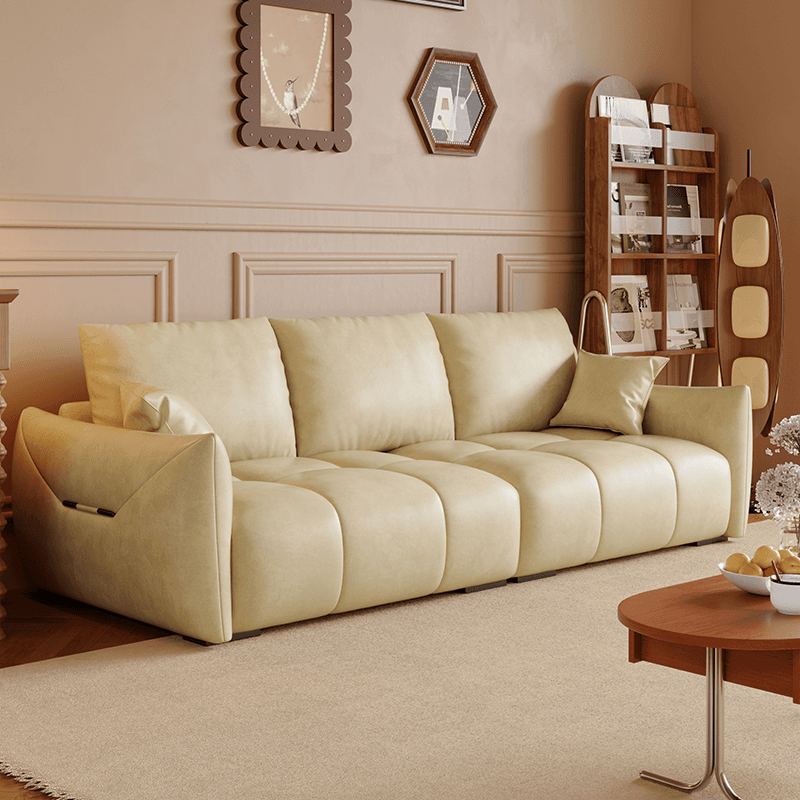 Modern Solid Color Scratch-defiant Standard Sofa in Light Gray/Emerald Green/Auburn, 3-seater with 2 Pillows thumbnail 6