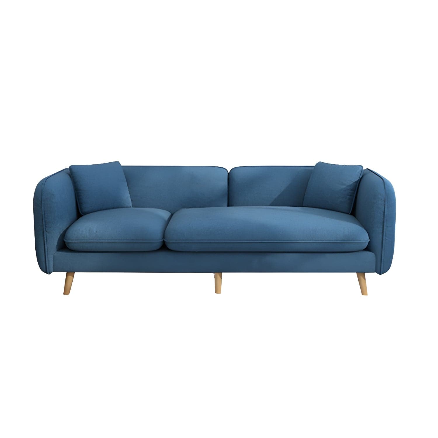 Modern Linen Tuxedo Arm Standard Sofa with Bolster Pillows for Living Room thumbnail 3