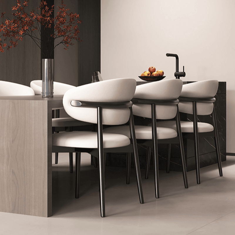 Simplistic Dinette Upholstered Armless Chair with Steel Legs, Low Back, and Foot Pads thumbnail 8