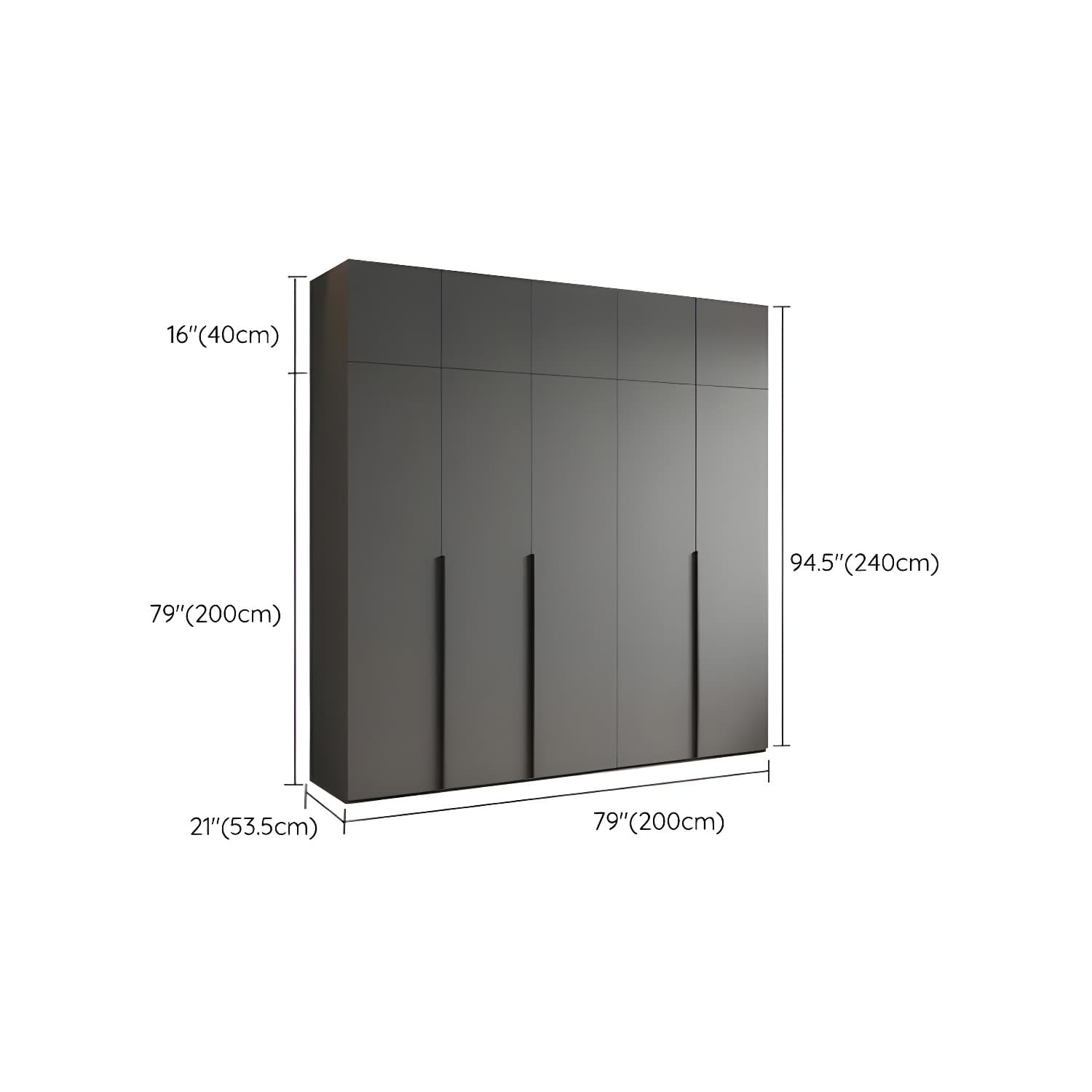 Modern Grey Wood Wardrobe Armoire with Drawers & Shelves for Ample Storage thumbnail 34