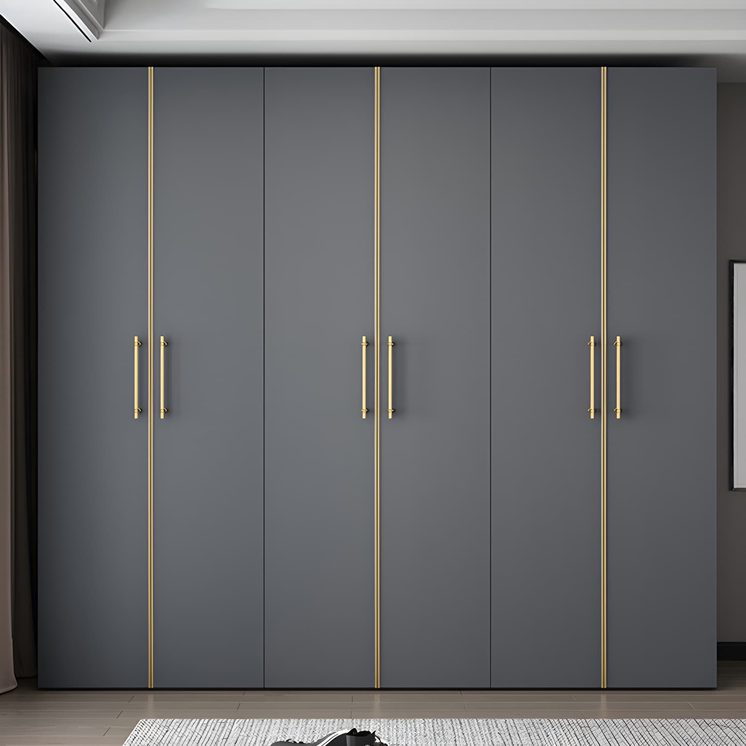 Modern Wardrobe Closet Grey Engineered Wood Wardrobe Cabinet thumbnail 10