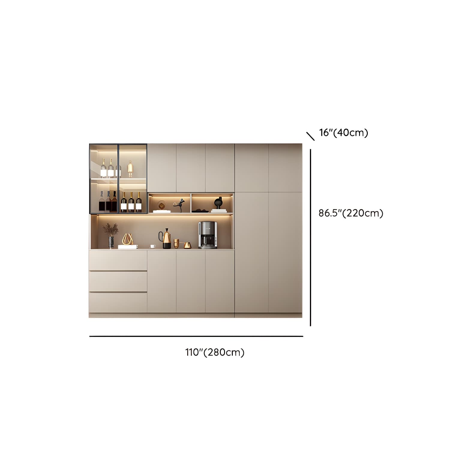Modern Wood Cabinet with Glass Doors and Non-adjustable Shelves thumbnail 21