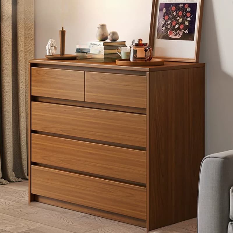 Elegant Brown Wood Double Dresser with Drawers, Modern Style thumbnail 4