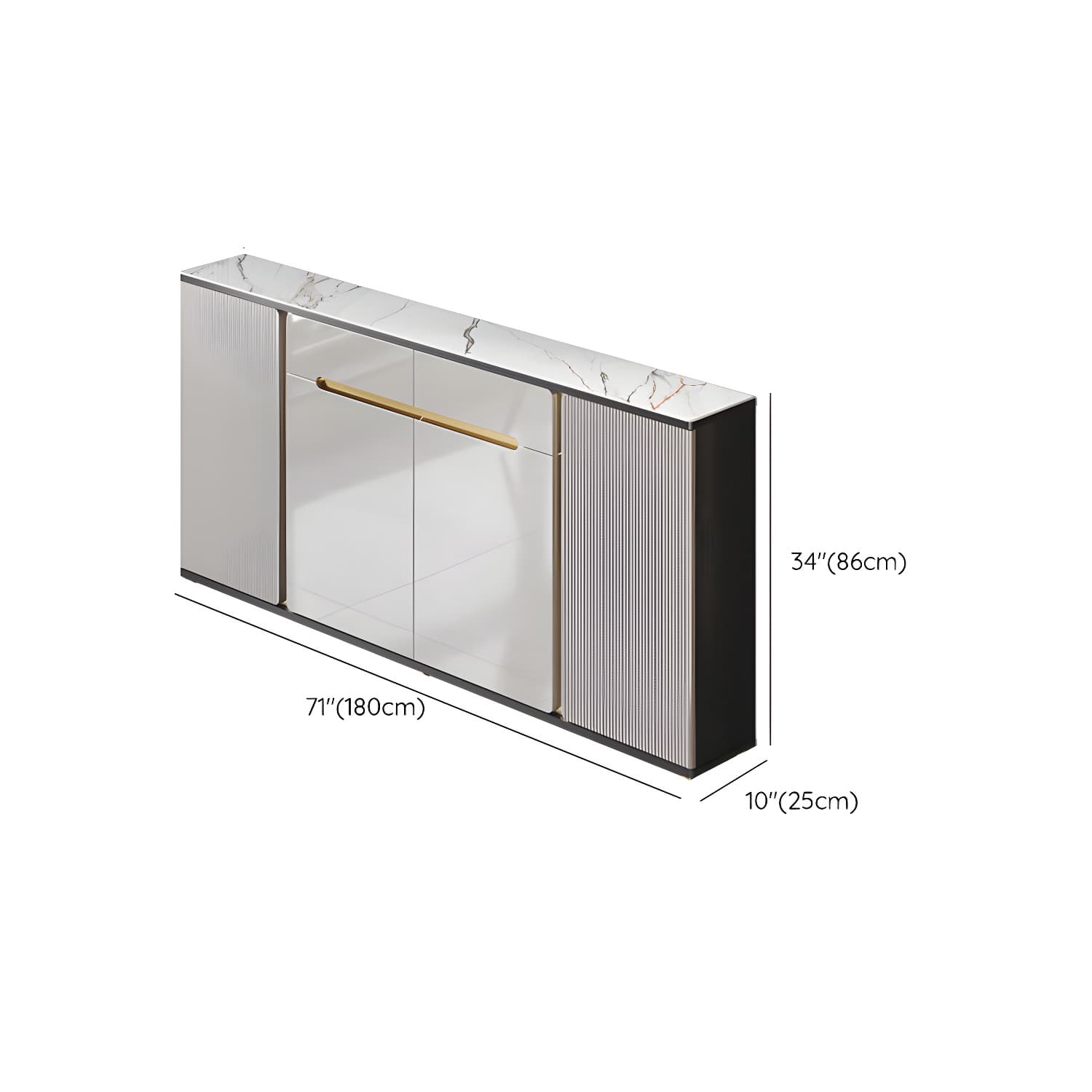 Glam Style Stone Top Sideboard Engineered Wood Side Board for Living Room thumbnail 22