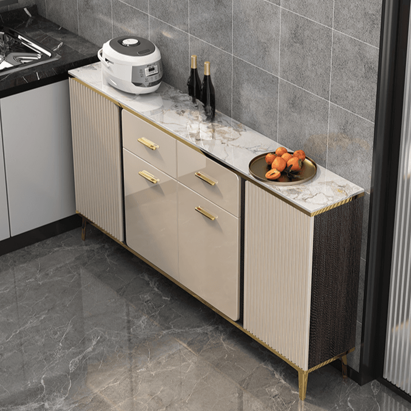 Luxury Off White Sideboard with Faux Marble Countertop and Standalone Design thumbnail 5