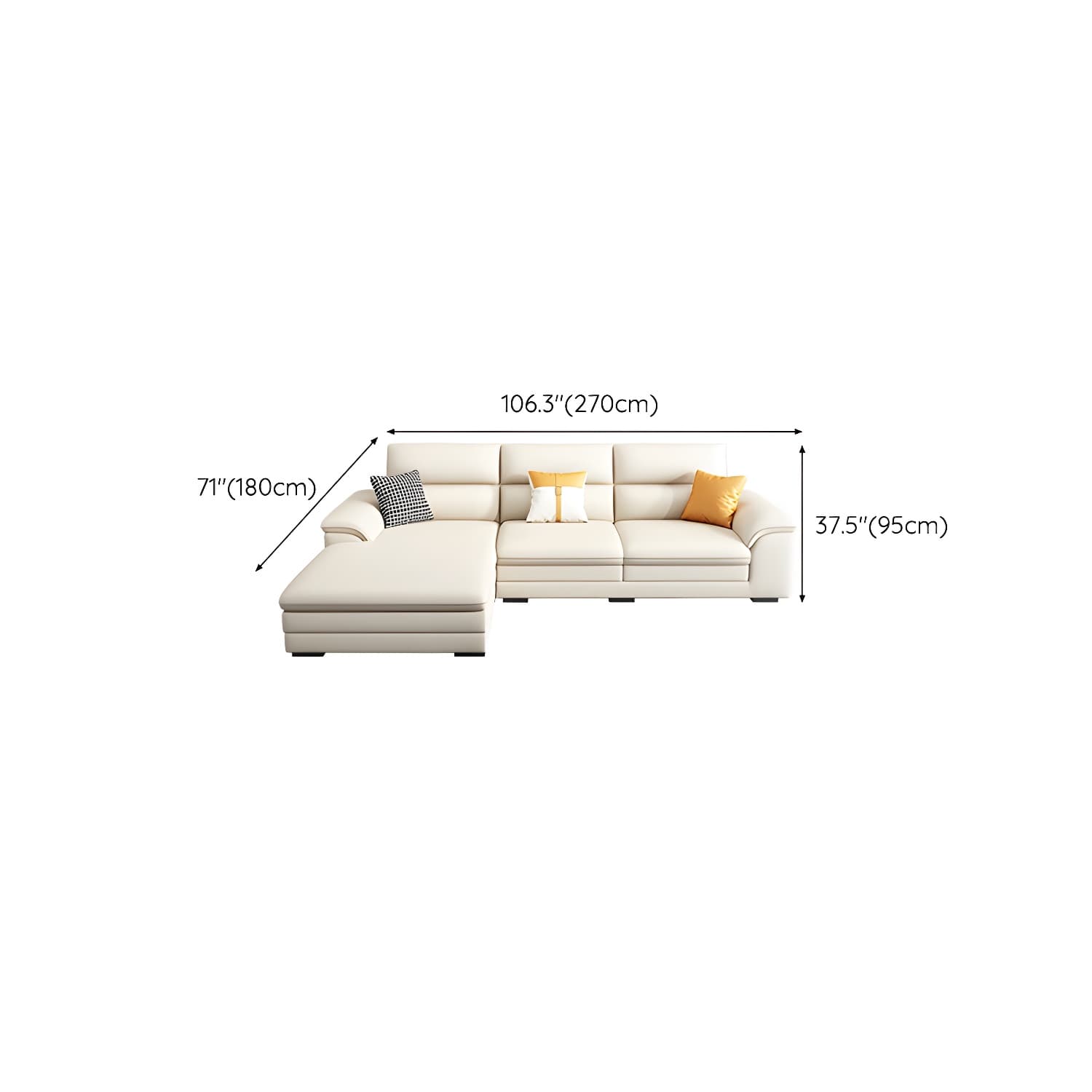 Modern Beige Stationary Sectional Sofa in Scratching Cloth with Wood Frame and Pillow Top Arms thumbnail 24