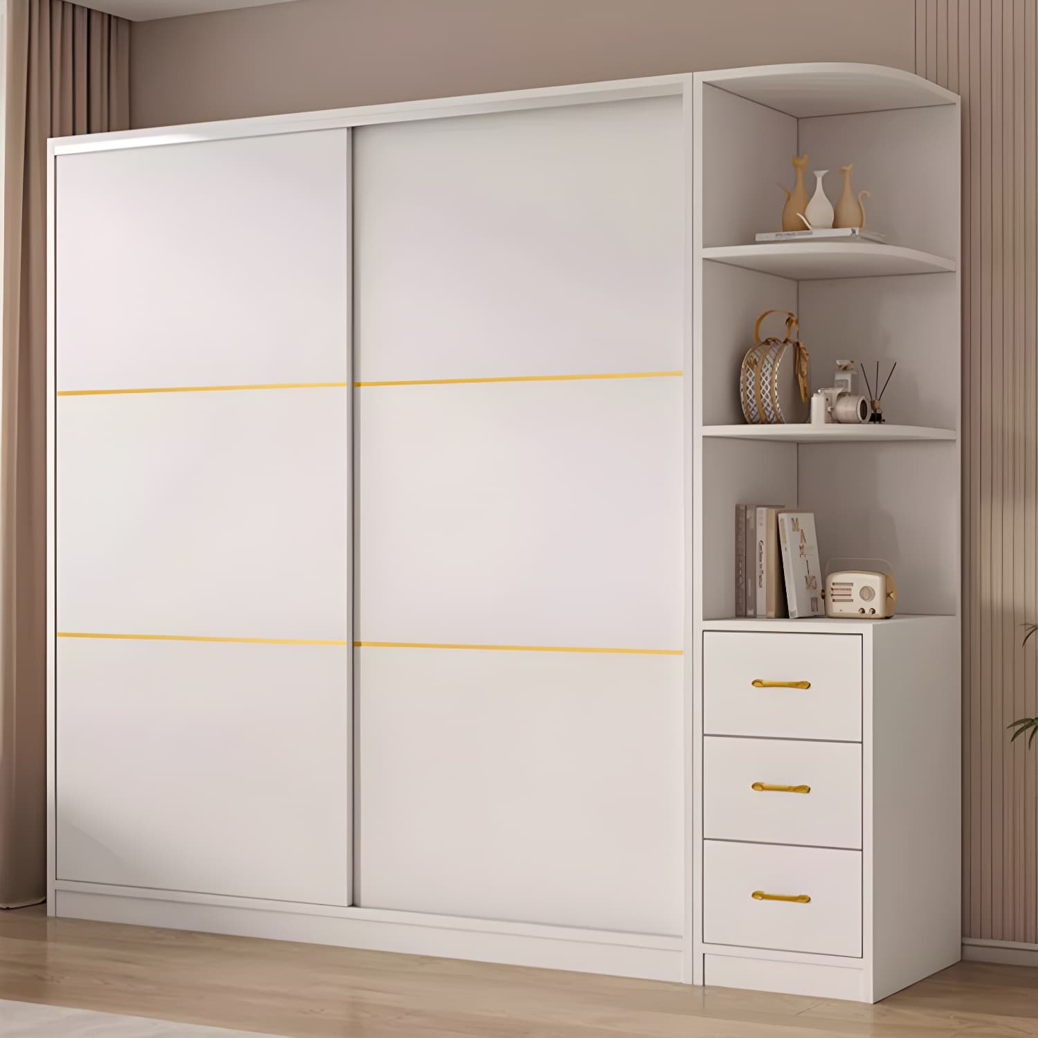 Spacious White Wardrobe Armoire with Shelves and Clothing Rod - Your Perfect Closet Solution thumbnail 3