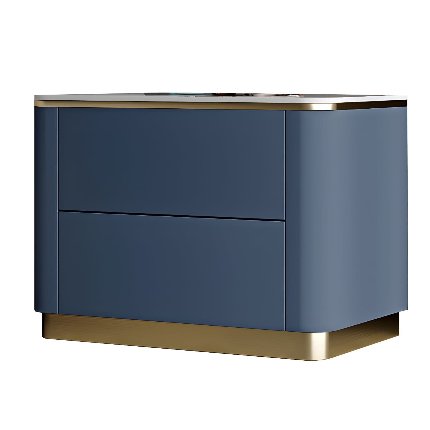 Glam Solid Wood Leather Outer Frame Accent Table Nightstand Drawer Storage Night Table thumbnail 5