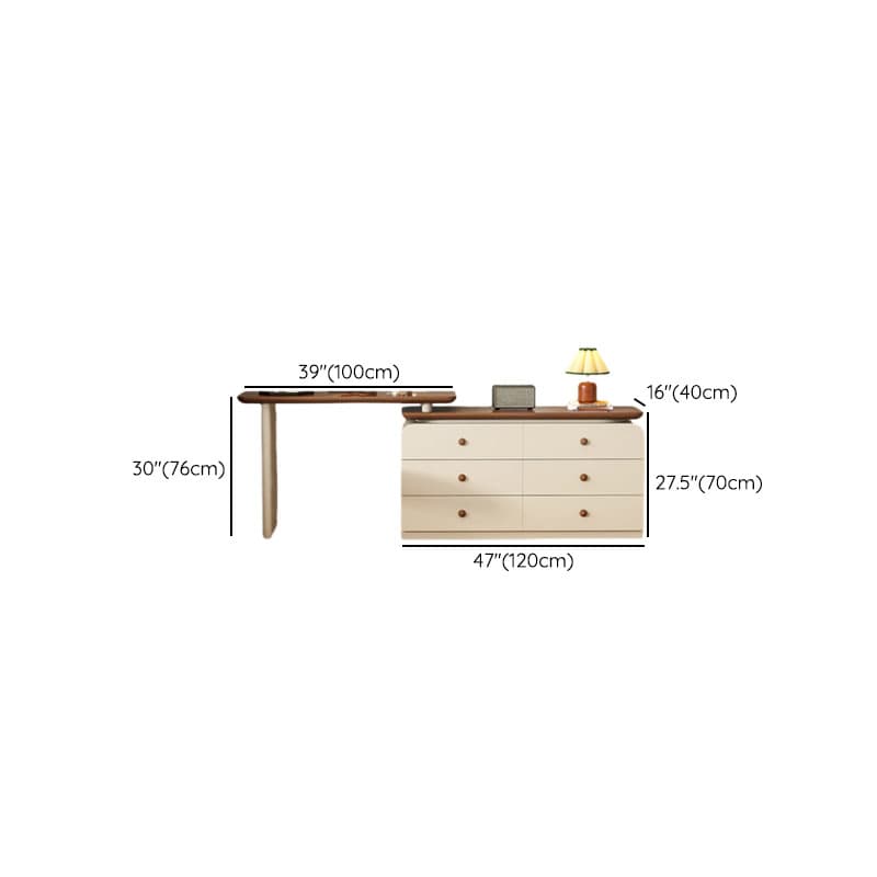 Cream Modish Large Vanity Set with Reclaimed Wood Table Top, 3/6 Drawers, and Light Up Mirror thumbnail 12