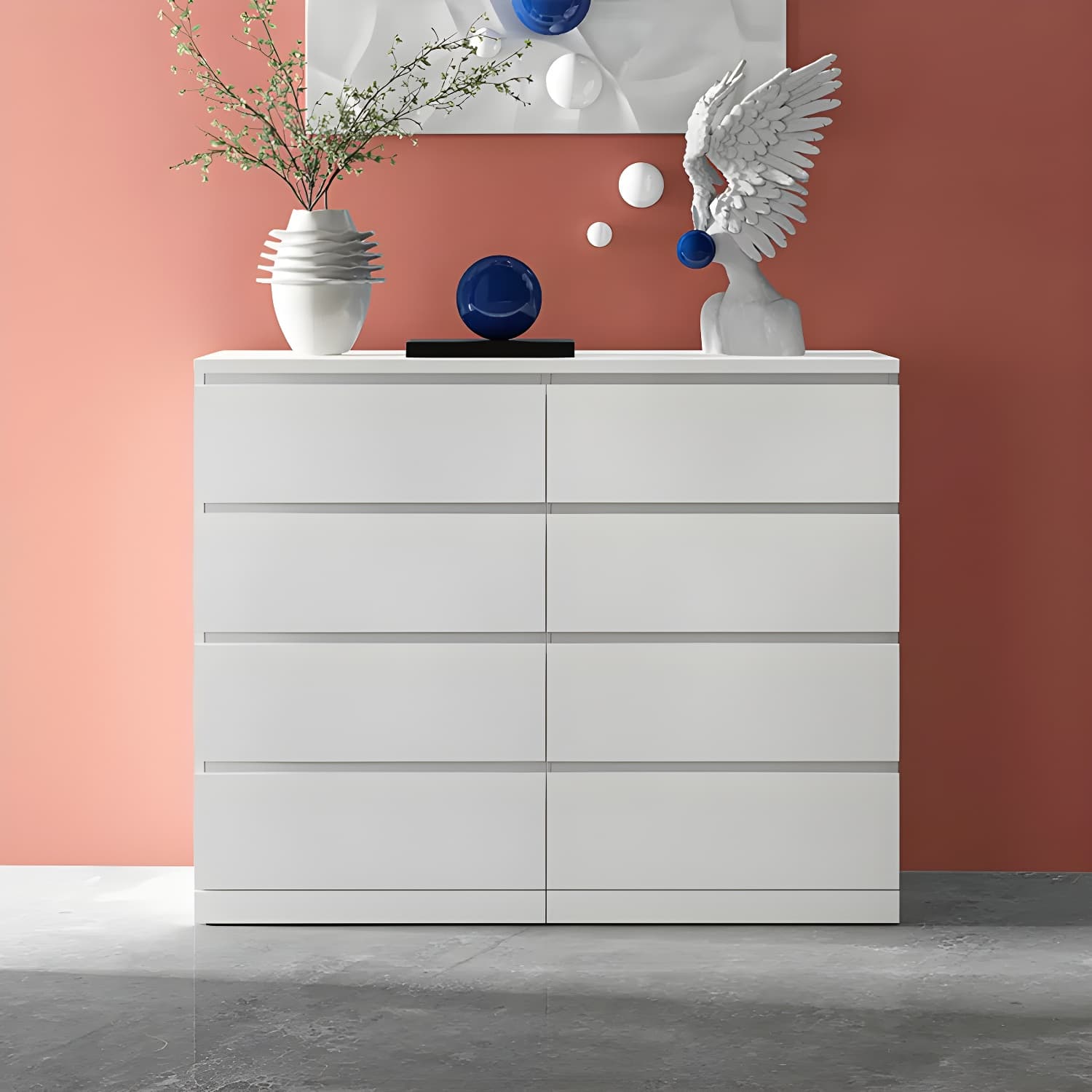 Contemporary 15.7" Wide White Chest Soft-Close Drawers Storage Chest thumbnail 13