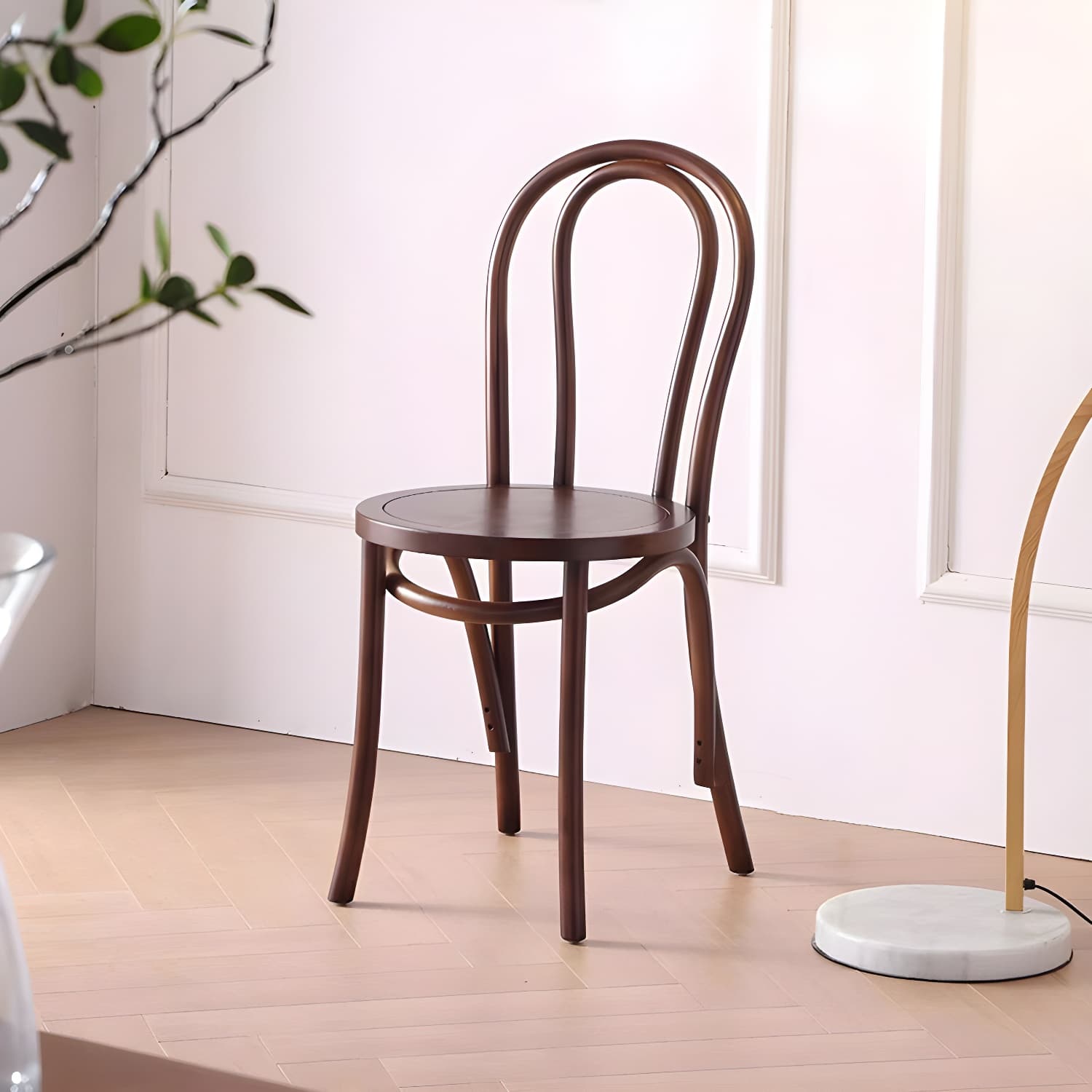 Modern Open Back Side Chair with Beech Wood Legs for Kitchen & Dining - Non-Upholstered thumbnail 24