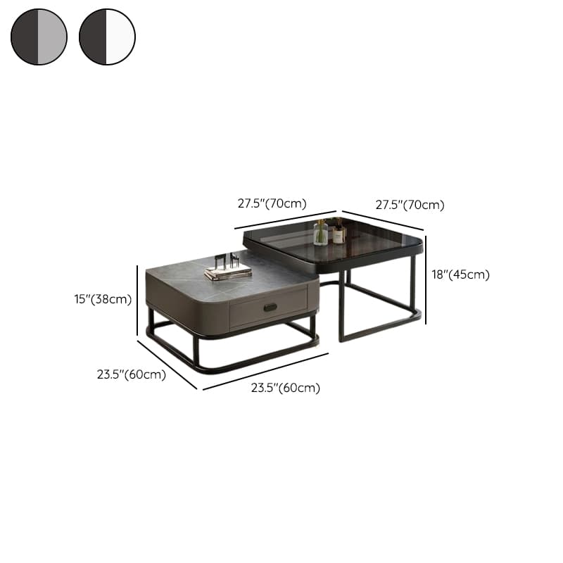 Square Double Nesting Accent Table with Framework Base for Home thumbnail 20