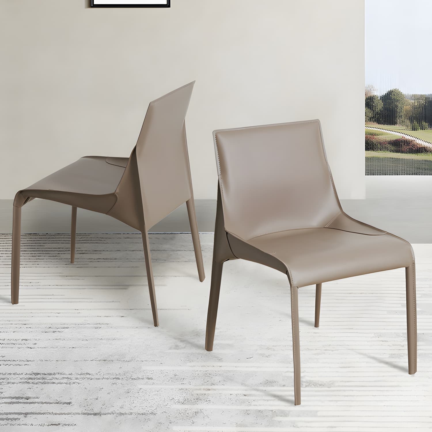 Designer Style Leather Dining Chair Matte Finish Parsons Dining Side Chair thumbnail 10