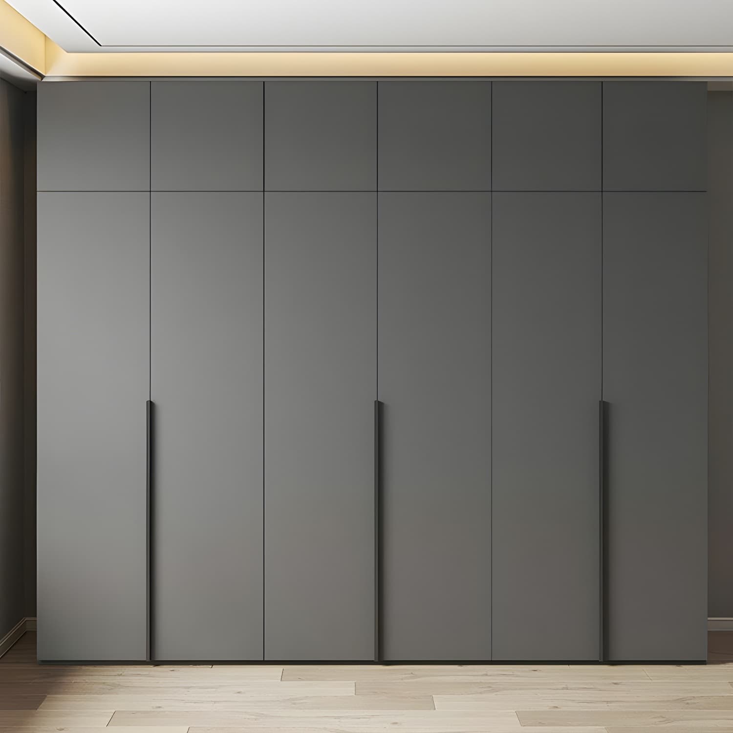 Modern Grey Wood Wardrobe Armoire with Drawers & Shelves for Ample Storage thumbnail 3