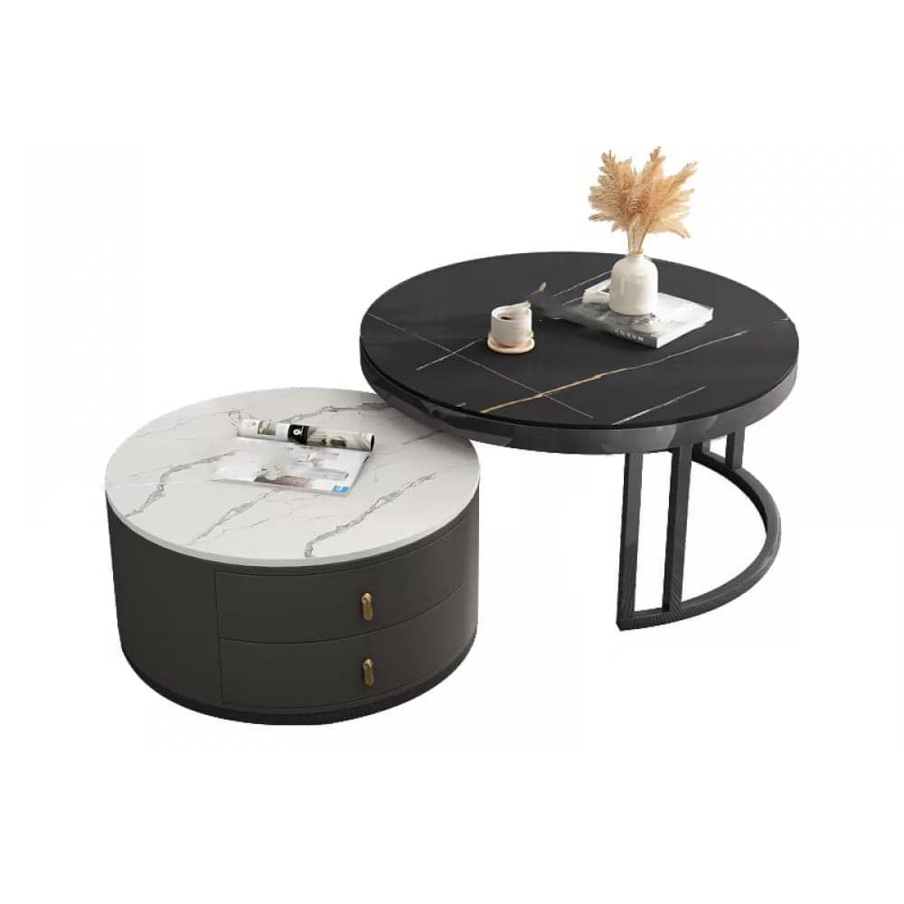 Round Nesting Coffee Table Set Frame Modern Storage Coffee Table thumbnail 10